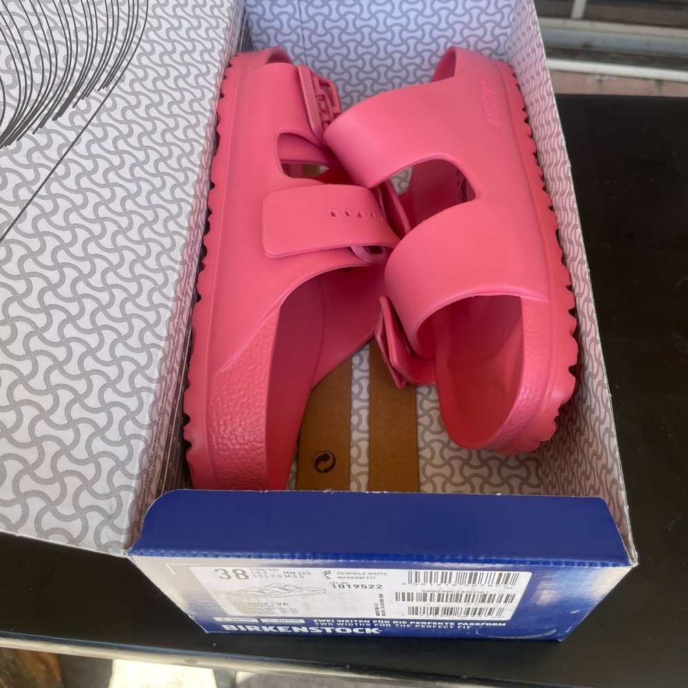 NIB Birkenstock  Womens WATERMELON Pink BIRKENSTOCKS Slides BIRKS 37 Sz 6 US